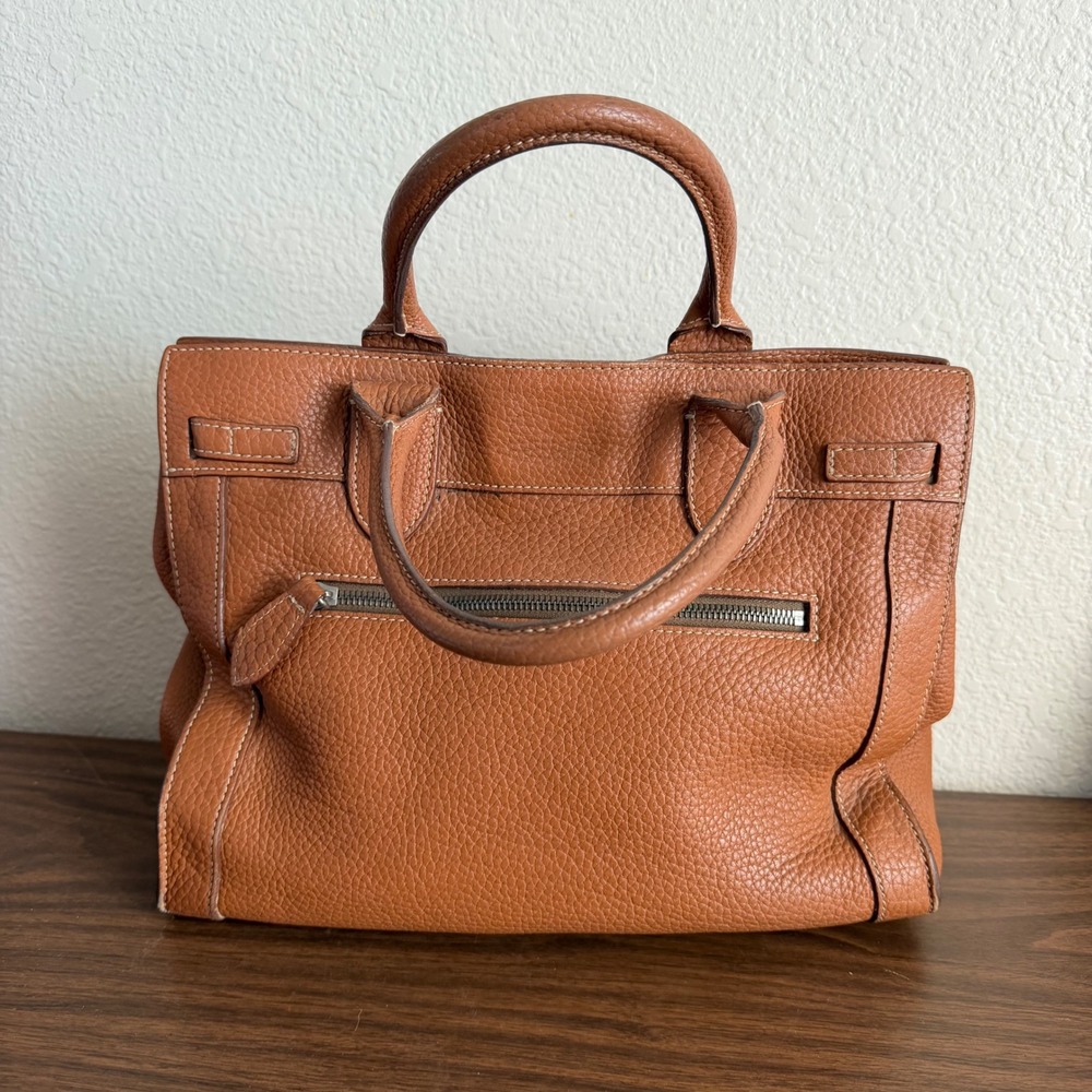 Dooney & Bourke Leather Satchel Purse Handbag Chestnut Brown Pebble Bag - Picture 3 of 11